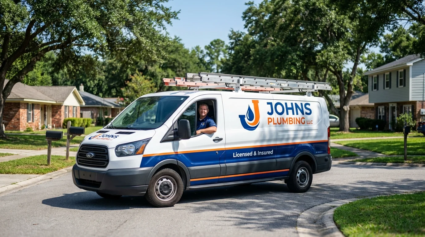 Johns Plumbing LLC service van in Tecumseh, OK