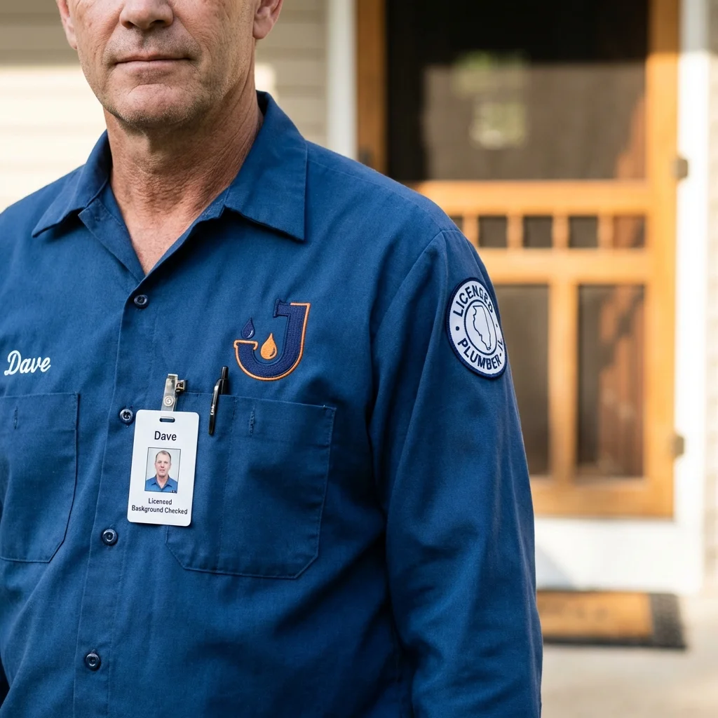 Licensed plumber showing ID badge in Tecumseh, OK